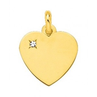 Colgante bañado en oro amarillo con corazón y circonita