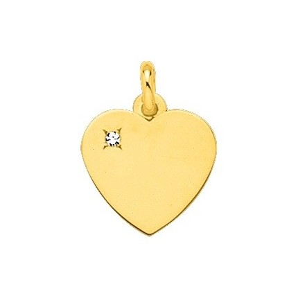 Pendente folheado a ouro amarelo com coração e zircónia