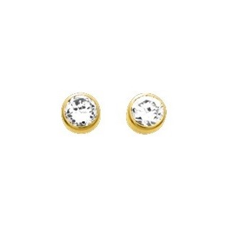 Pendientes bañados en oro con circonita en chatón de 3 mm