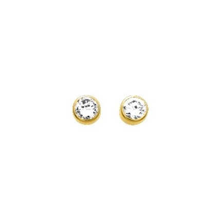 Pendientes bañados en oro con circonita en chatón de 3 mm