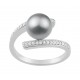 Anillo de Plata con Circonitas y Perla Gris