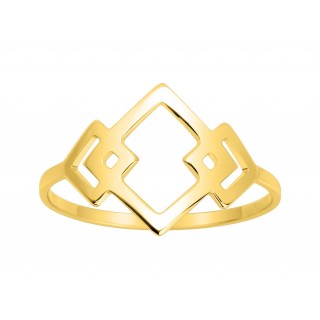Anel folheado a ouro com design 3 rombos