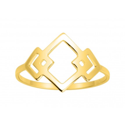 Anillo bañado en oro con diseño 3 rombos