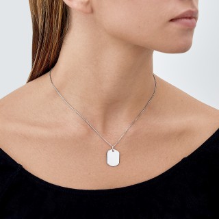 Pendente em prata com placa lisa e pequena