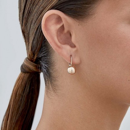 Pendientes bañados en oro con colgante de bola 10MM