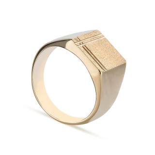 Anel banhado em ouro com selo quadrado Oro Vivo