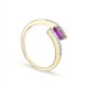 Anillo bañado en oro con amatista violeta y circonita Oro Vivo