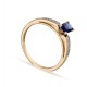 Anillo bañado en oro con circonita azul