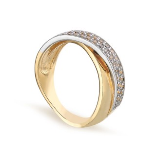 Anillo bañado en oro con circonita y 2 aros Oro Vivo