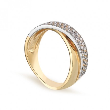 Anel banhado em ouro com zircônia e 2 aros Oro Vivo