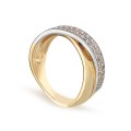 Anel banhado em ouro com zircônia e 2 aros Oro Vivo