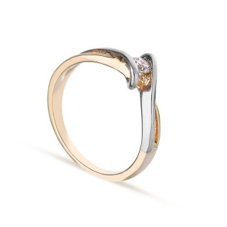 Anel banhado em ouro bicolor com zircónia Oro Vivo