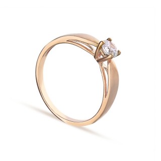 Anillo bañado en oro rosa con circonita y garras Oro Vivo