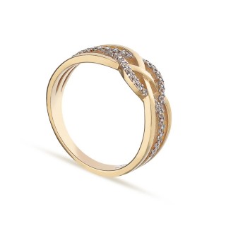 Anel banhado em ouro com zircônia bicolor Oro Vivo