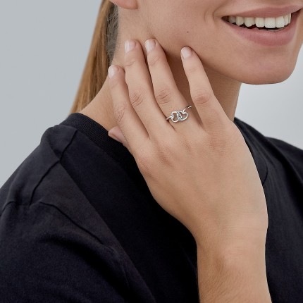 Anillo de plata corazones entrelazados