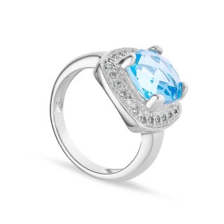 Anillo de plata con circonita azul Oro Vivo