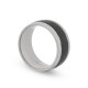 Anillo de acero ancha con centro negro para caballero