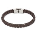 Pulsera de acero Cargo piel marrón y 2 hilos para caballero