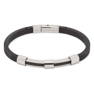Pulsera de acero Cargo con hilo de acero negro para caballero