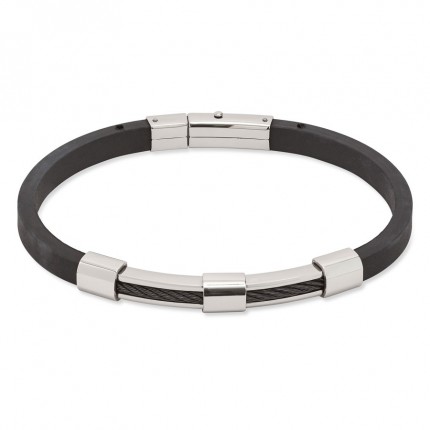 Pulseira de homem em aço preto com fio