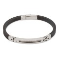 Pulsera de acero Cargo de caucho con placa para caballero