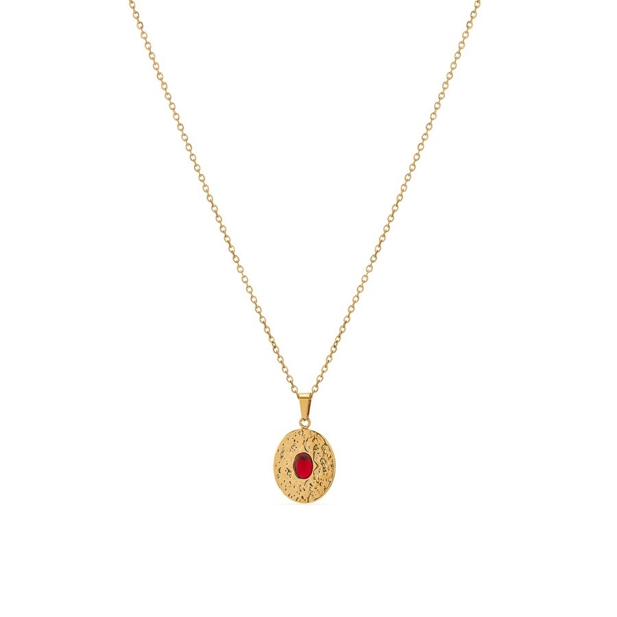 Collar círculo turquesa roja sintética 40+5 cm -Oro Vivo