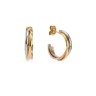 Meias argolas 4 x 20 mm em aço com argolas cruzadas tricolores