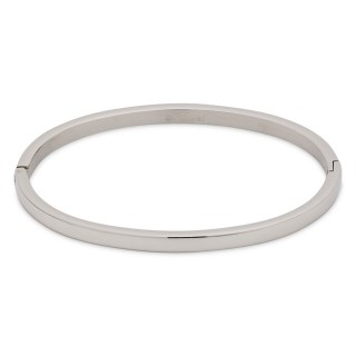 Pulseira de em aço prateada rígida. lisa