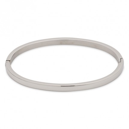 Pulsera de acero rígida lisa en plateado