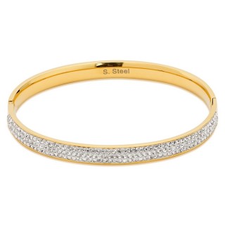 Pulsera de acero rígida con glitter dorada