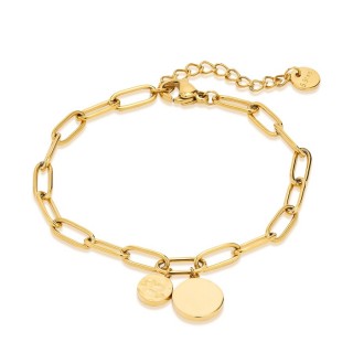 Pulsera en acero con 2 chapas colgantes 16+3 cm dorado