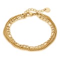 Pulsera de acero con doble cadena 16+3 cm en dorado