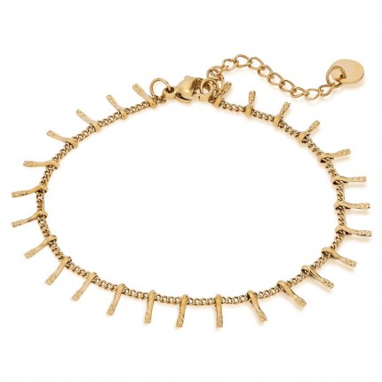 Pulsera de acero dorado con chapitas colgantes 16+3 cm