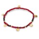 Pulseira em aço dourado com bolas cinzentas e chapas