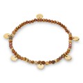 Pulseira em aço dourado com olho de tigre e chapas