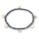 Pulsera de acero lapislázuli sintética con chapas en dorado