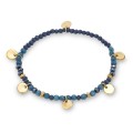 Pulsera de acero lapislázuli sintética con chapas en dorado