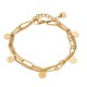 Pulseira dupla em aço dourado com chapas de 16+3 cm