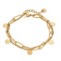 Pulseira dupla em aço dourado com chapas de 16+3 cm