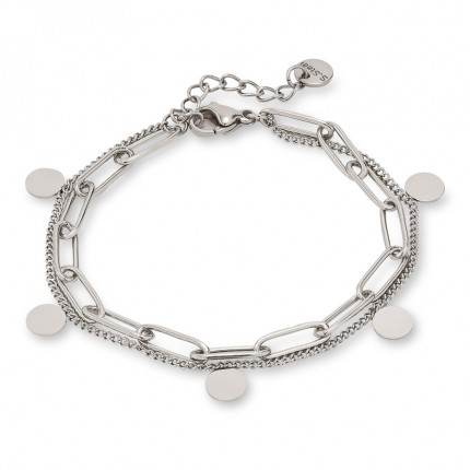 Pulseira dupla em aço e chapas de 16+3 cm