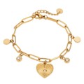 Pulsera de acero con corazón y chapas colgantes