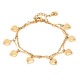 Pulseira em aço dourado com coração e chapas de 16+3 cm
