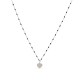 Collar con bolitas negras y corazón en acero