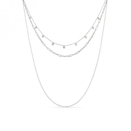 Colar triplo em aço com chapinhas