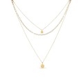 Collar de acero triple con 2 chapas en dorado