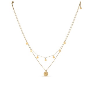 Colar duplo em aço dourado com chapas
