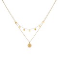Collar de acero doble corazón y chapa en dorado