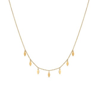 Colar em aço dourado com 7 folhas de 38+5 cm
