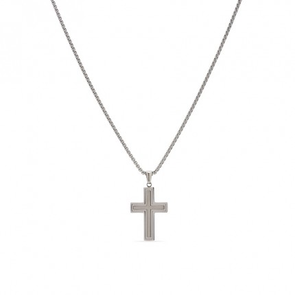 Colar de homem em aço com cruz de 55 cm