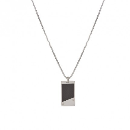 Collar de acero con placa rectangular de carbono